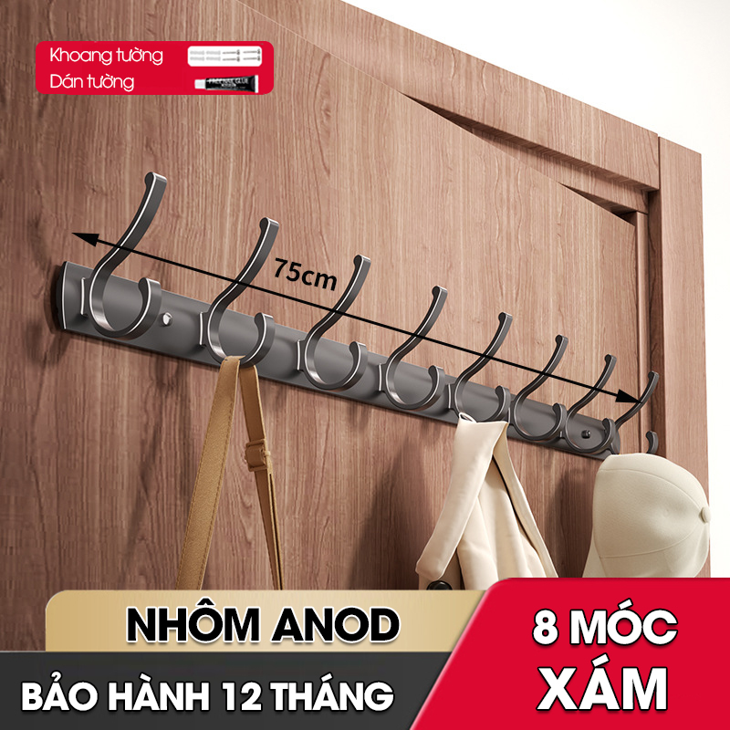 Móc treo tường RX14 Nhôm anod không rỉ, móc treo quần áo phòng ngủ, phòng khách, nhà tắm, nhà bếp, móc treo sau cửa