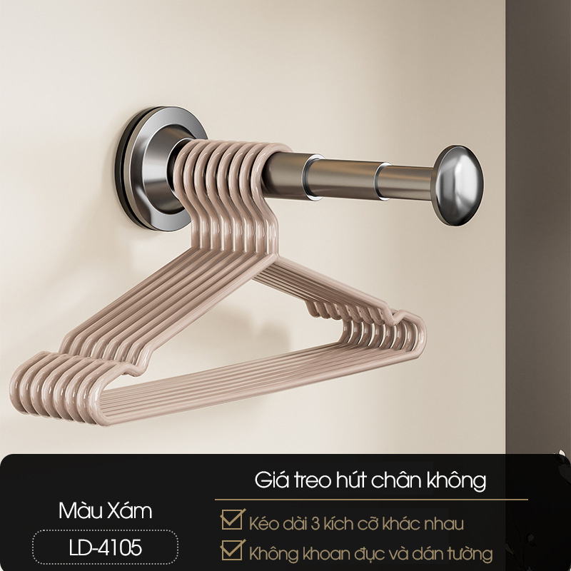 Giá treo móc quần áo hút chân không LD-4105, có thể kéo dài hoặc thu gọn dùng đê trên móc quần áo rất tiện và dễ lắp đặt