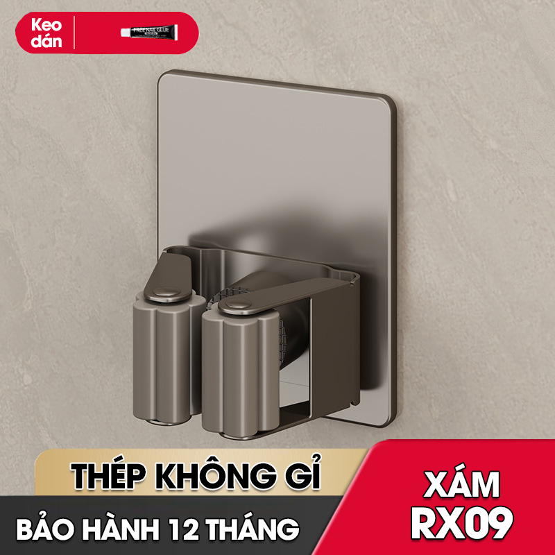 Móc kẹp cây lau nhà treo tường thép không rỉ RX09