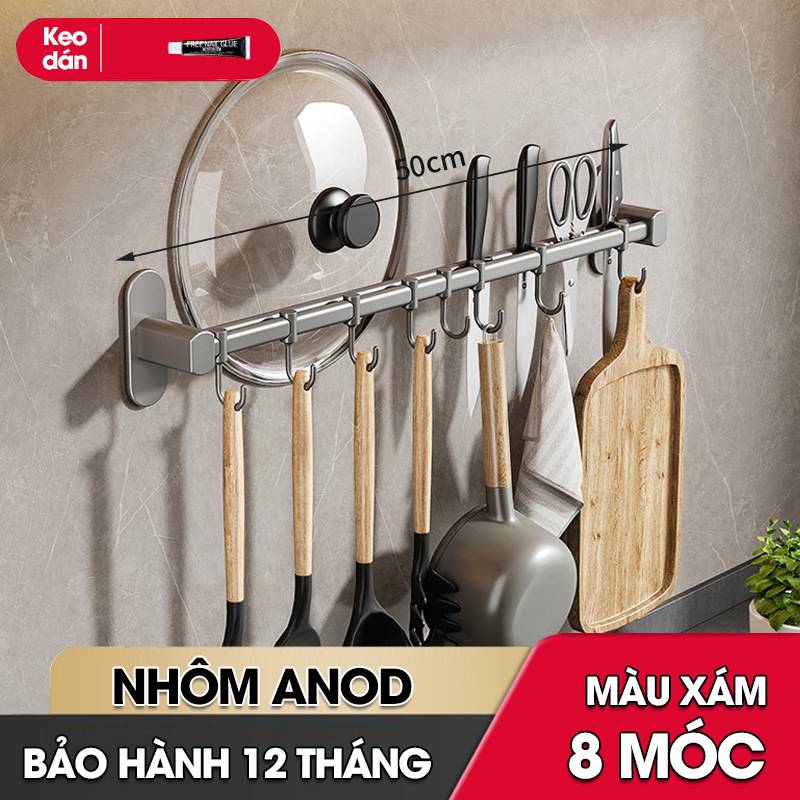 Móc treo nhà bếp đa năng có rảnh để dao và gác nắp nồi Nhôm Anod không rỉ RX08