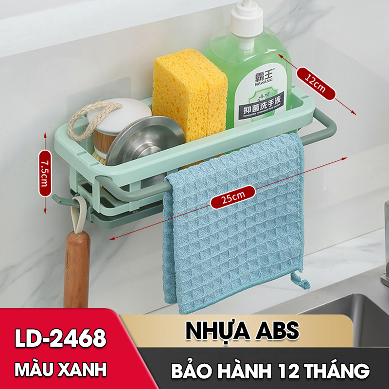 Kệ để dụng cụ rửa chén, giá để nước rửa chén bát treo tường có khay hứng nước LD-2468
