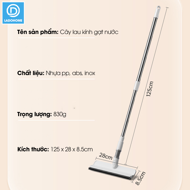 Cây lâu kính C10, lau cửa sổ kính kết hợp gạt nước và chà bùi bẩn + Tặng kèm 2 miếng lau thay thế