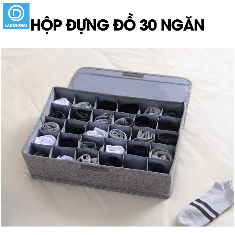 Hộp đựng đồ lót 30 ngăn có nắp đậy khóa kéo chống ẩm chống bụi LH-3344