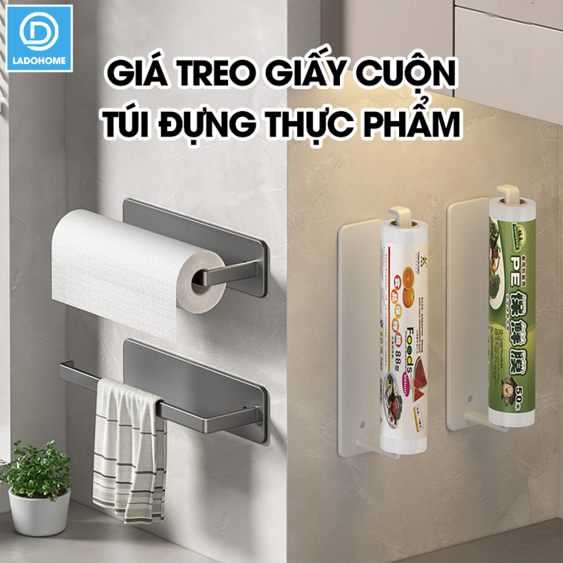 Giá treo túi đựng thực phẩm, thanh treo màn bọc thực phẩm, móc treo khăn lau nhà bếp LH-4102 Nhôm Anod không rỉ