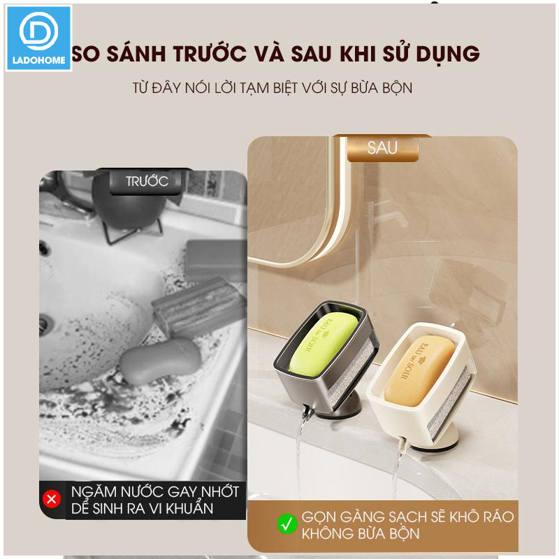 Khay đựng xà phòng để đứng kiểu mới LH-1937 đế hút chân không dể lắp đặt