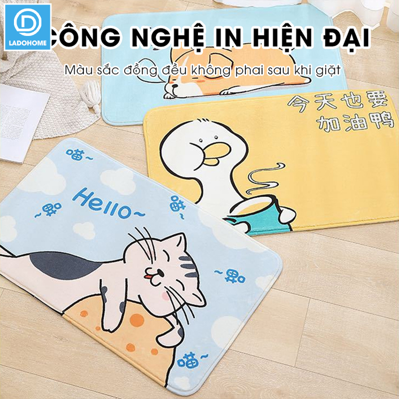 Thảm lau chân hoạt hình 40x60 lông Cashmere dày 10mm siêu thấm hút họa tiết dễ thương