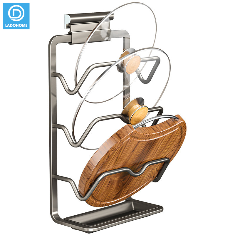 Giá để nắp nồi treo tường, giá treo nắp vung LH-6337 Nhôm Anod không rỉ + tặng keo dán, tắt kê và vít