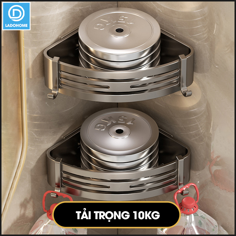 Kệ treo góc tường nhà tắm nhà bếp loại to miếng dán đôi LH-6636 Nhôm Anod không rỉ