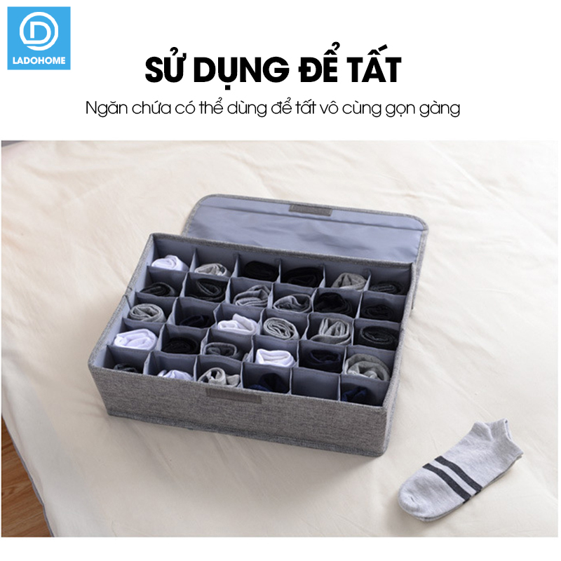 Hộp đựng đồ lót 30 ngăn có nắp đậy khóa kéo chống ẩm chống bụi LH-3344