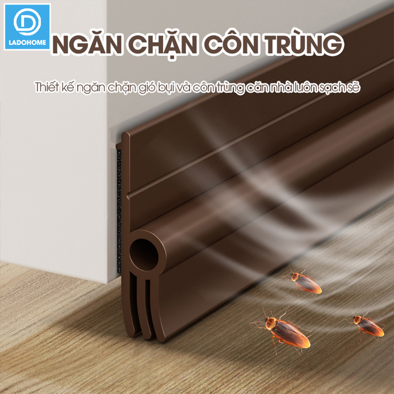 Ron chặn khe cửa dán một bên phiên bản nâng cấp 3 lớp giúp ngăn bụi gió và cách âm, tích hợp sẵn keo dán dể dàng lắp đặt