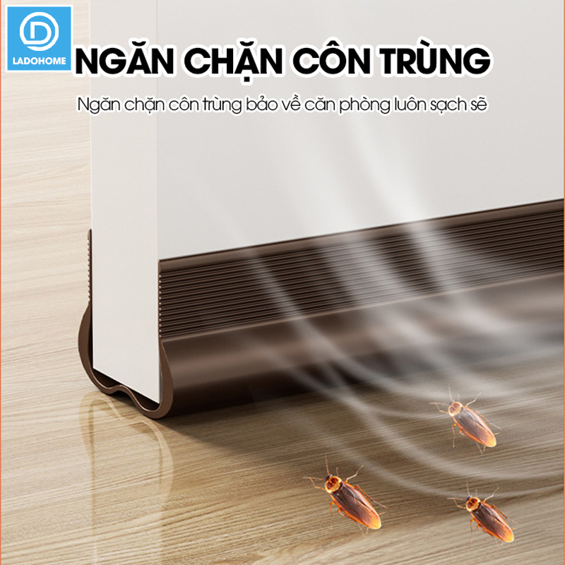 Thanh chèn chân cửa ngăn gió bụi côn trùng nhựa PVC D1949, dùng được cho cửa mở quay có độ dày 3-5cm, khe hở không quá 2cm