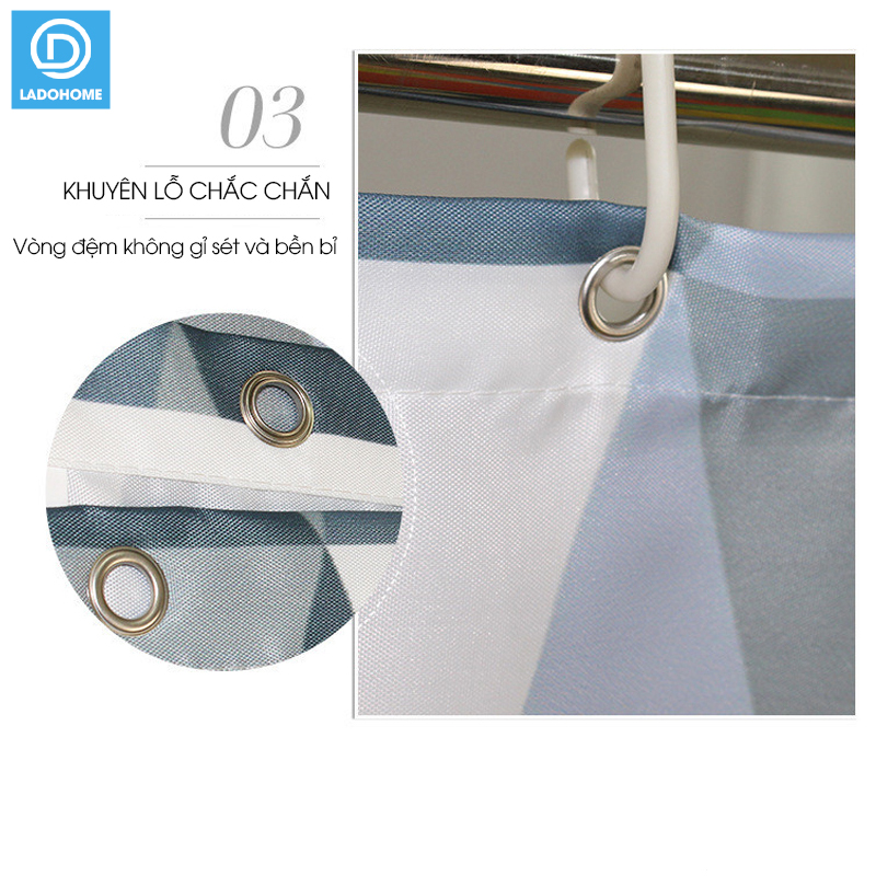 Rèm treo nhà tắm họa tiết kim cương, rèm Poliester không thấm nước, rèm treo khách sạn, chung cư, nhà trọ