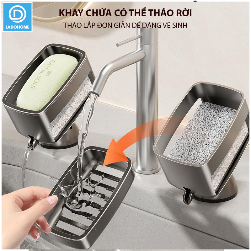 Khay đựng xà phòng để đứng kiểu mới LH-1937 đế hút chân không dể lắp đặt