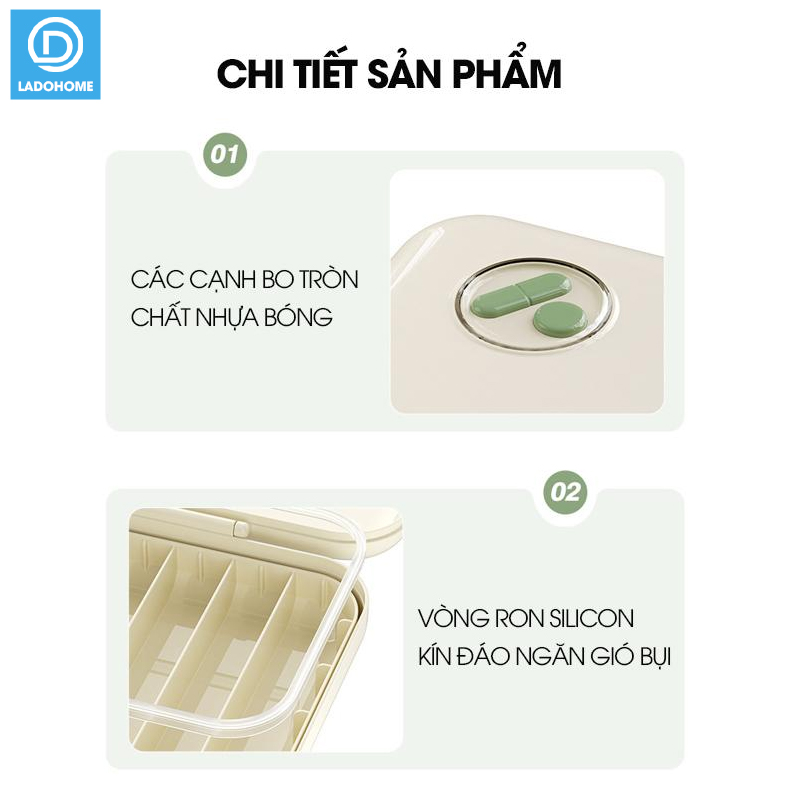 Hộp chia thuốc JW2728 có ron su chống ẩm, hộp chia 7 ngày 4 buổi sáng trưa chiều tối