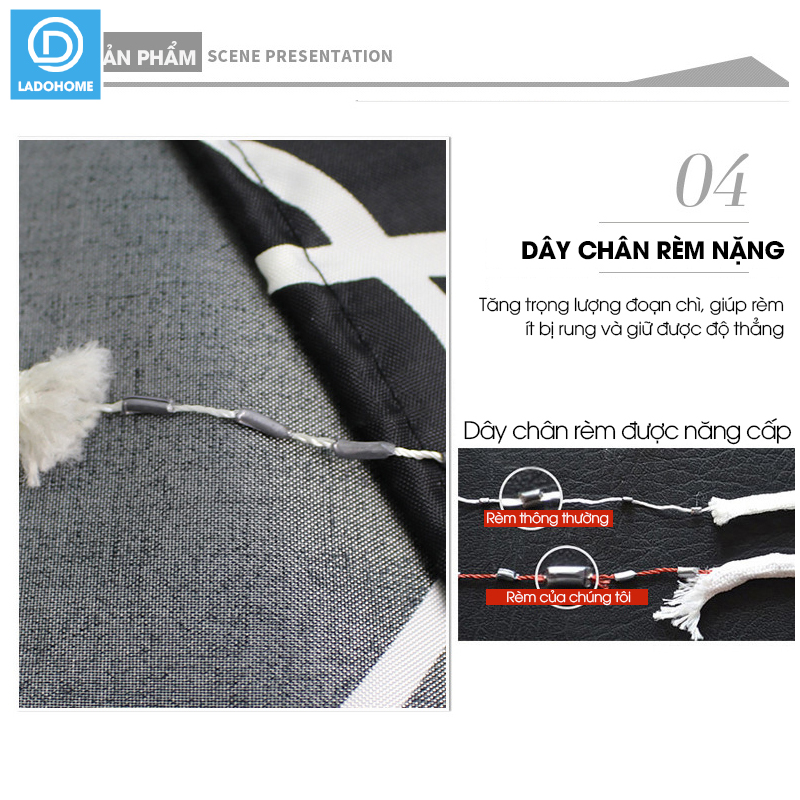Rèm treo nhà tắm, màn che phòng tắm vải Poliester không thấm cao cấp họa tiết Vòng Tròn Trắng Đen