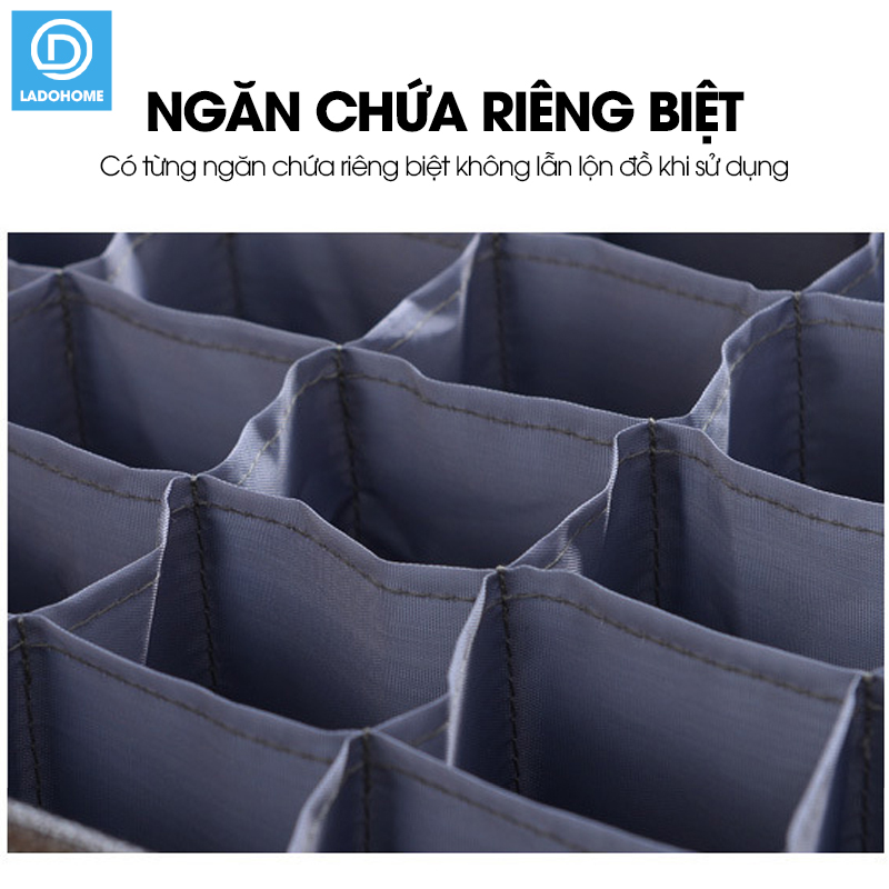 Hộp đựng đồ lót 30 ngăn có nắp đậy khóa kéo chống ẩm chống bụi LH-3344