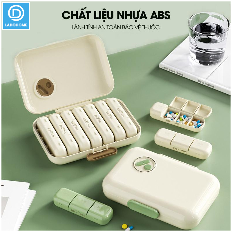 Hộp chia thuốc JW2728 có ron su chống ẩm, hộp chia 7 ngày 4 buổi sáng trưa chiều tối