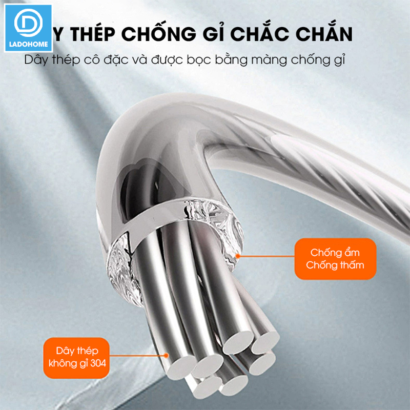 Dây phơi quần áo dây rút vô hình LH-6474 treo trong phòng tắm ngoài ban công ngoài trời dài tới 5.1m