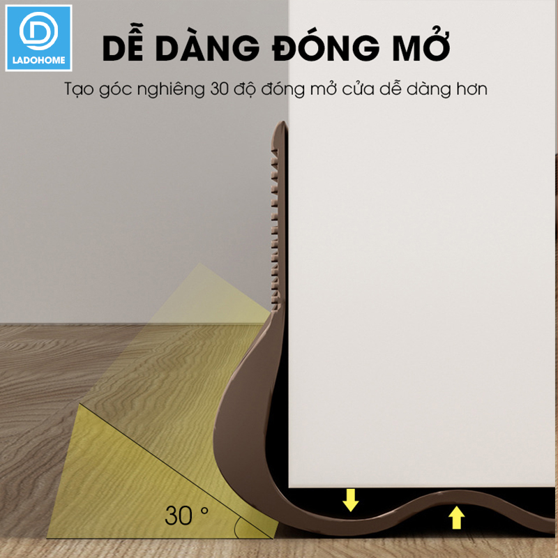 Thanh chèn chân cửa ngăn gió bụi côn trùng nhựa PVC D1949, dùng được cho cửa mở quay có độ dày 3-5cm, khe hở không quá 2cm