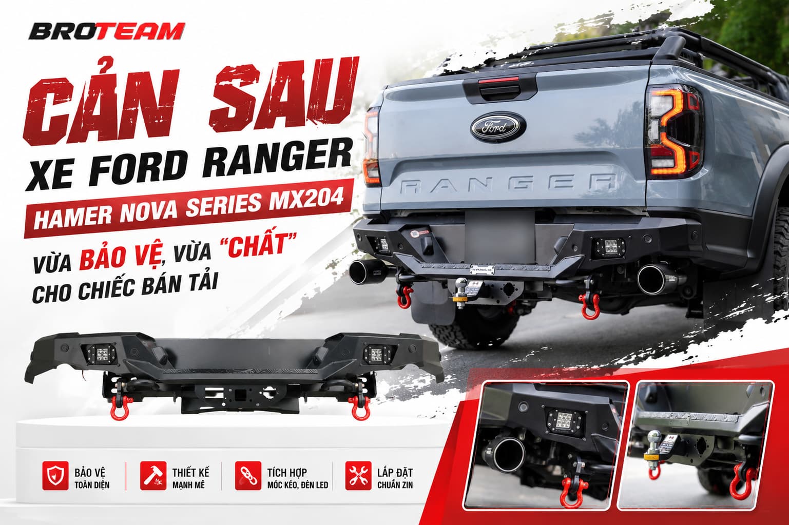 Cản Sau Xe Ford Ranger – Hamer Nova Series MX204: Vừa Bảo Vệ, Vừa 
