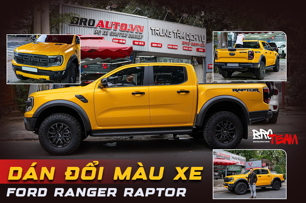 Dán Đổi Màu Xe Ô Tô Ford Ranger Raptor Màu Vàng Cá Tính, Âm Thanh B&O
