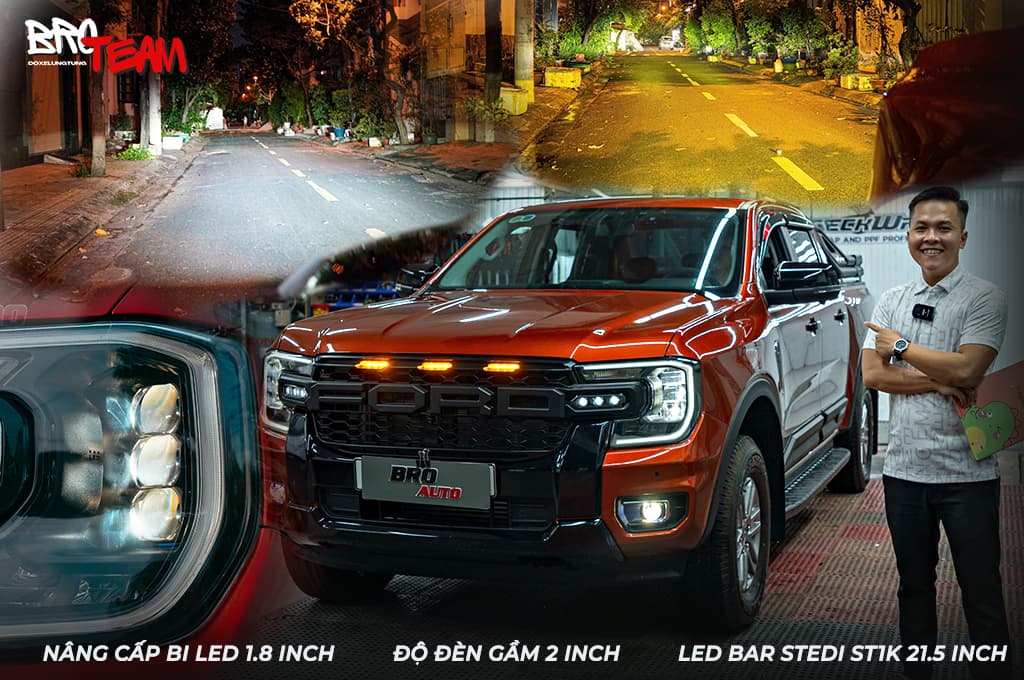 Độ Đèn Ford Ranger XLS Next-Gen Tại BRO TEAM: Sáng Mạnh, Đẳng Cấp