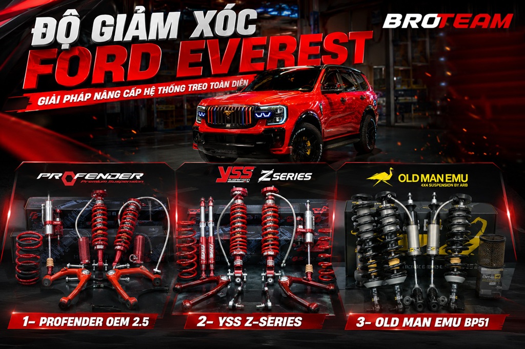 Độ Giảm Xóc Ford Everest – Giải Pháp Nâng Cấp Hệ Thống Treo Toàn Diện