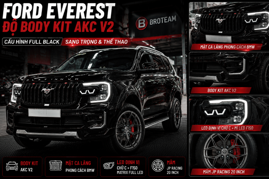 Ford Everest Độ Body Kit AKC V2: Cấu Hình Full Black Sang Trọng Và Thể Thao