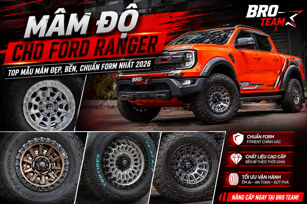 Mâm Độ Cho Ford Ranger – Top Mẫu Mâm Đẹp, Bền, Chuẩn Form Nhất 2026