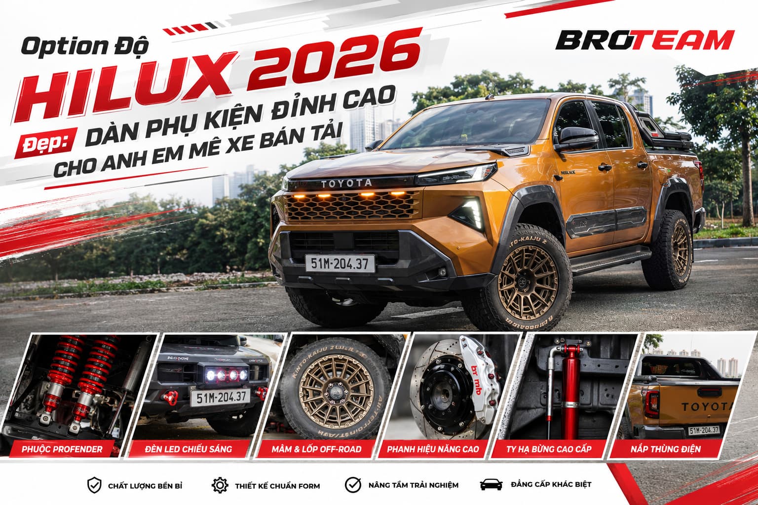 Option Độ Hilux 2026 Đẹp: Dàn Phụ Kiện Đỉnh Cao Cho Anh Em Mê Xe Bán Tải 