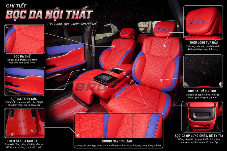 Chi tiết bọc da nội thất và lắp đặt ghế thương gia trên xe Ford Everest