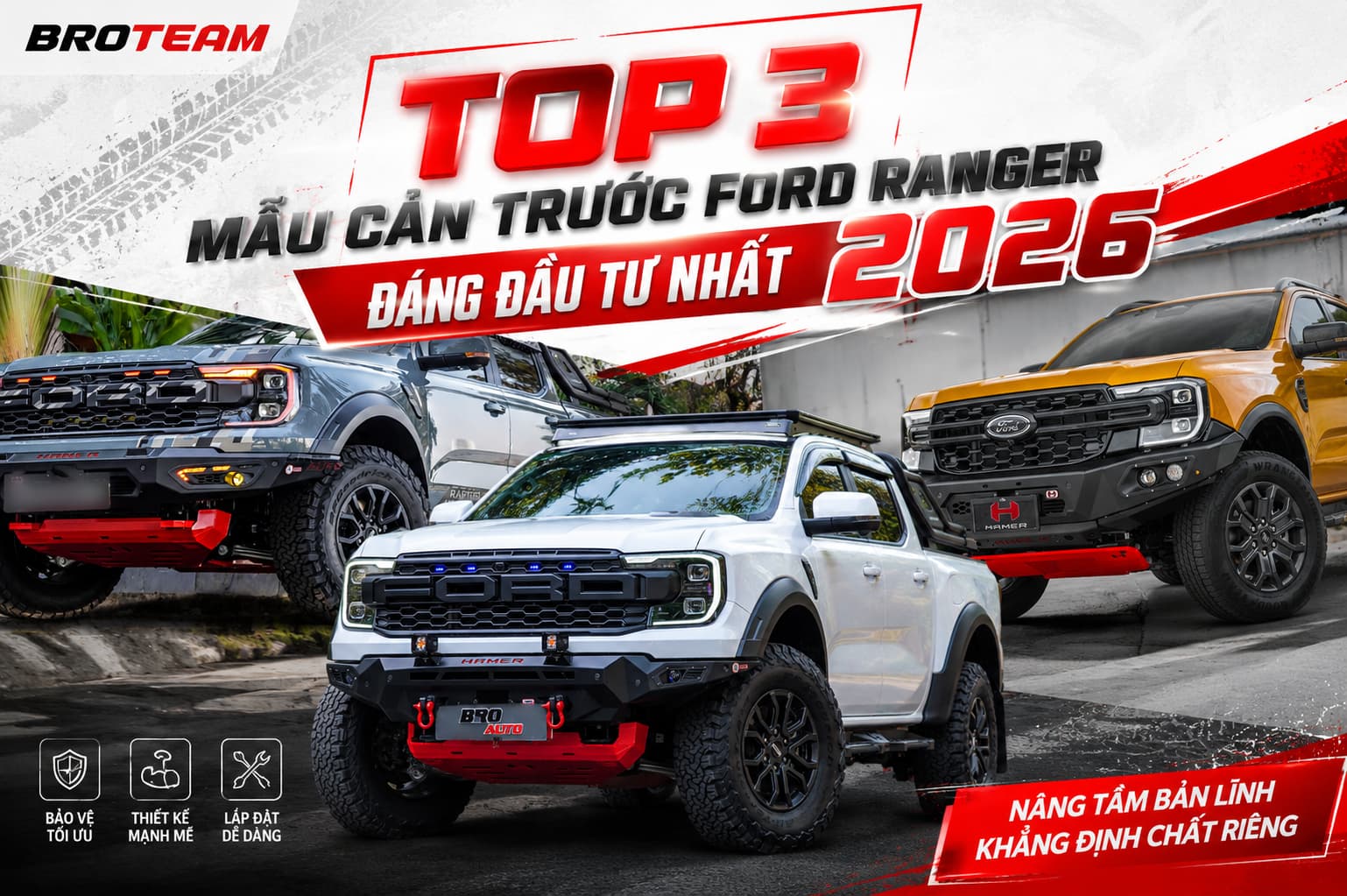 Top 3 Mẫu Cản Trước Ford Ranger