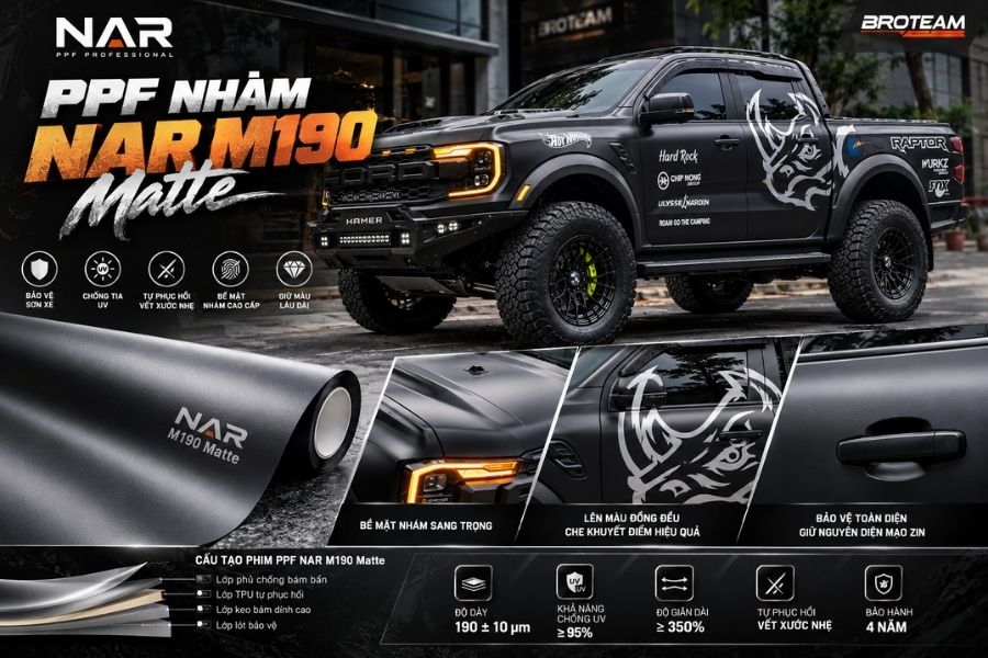 Dán PPF Nhám NAR M190 Matte Tạo Phong Cách Sang Bí Ẩn