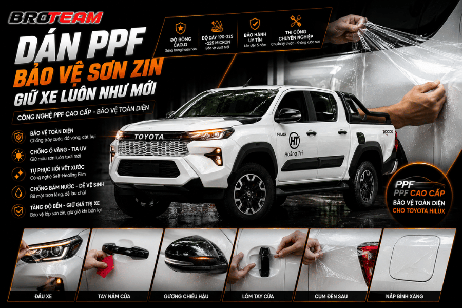 Dán PPF Toyota Hilux Bảo Vệ Sơn Zin