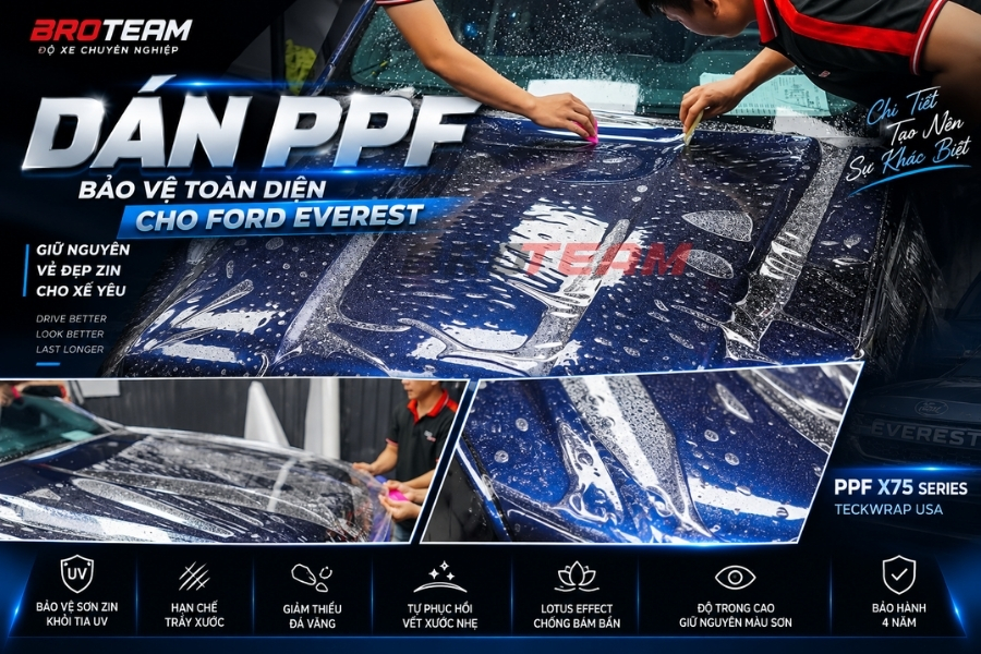 Quy trình dán PPF tại Broteam bảo vệ lớp sơn hạn chế trầy xước