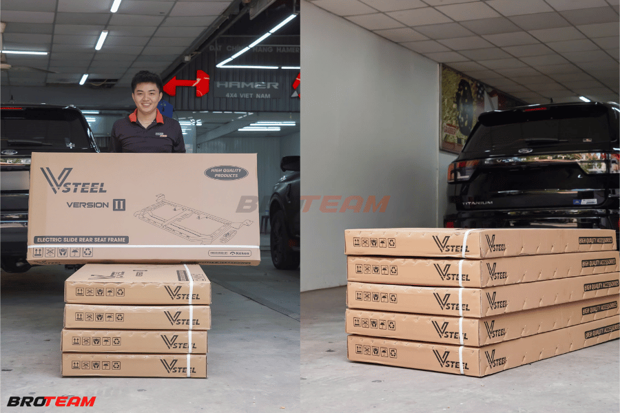 Ghế chỉnh điện Vsteel 2 ngả lưng sau thoải mái trên Ford Ranger Raptor