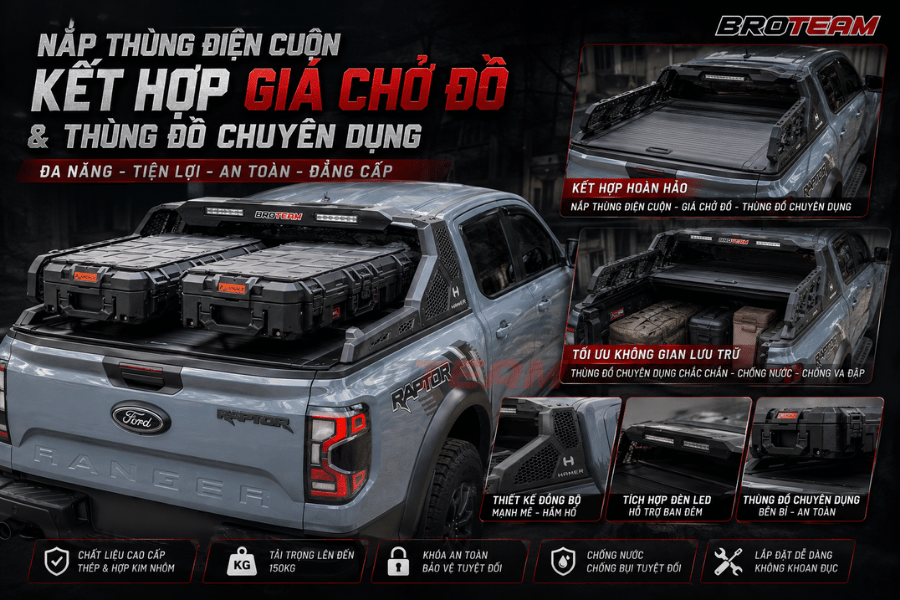 Giá chở đồ kết hợp thùng đồ chuyên dụng đa năng,tiện lợi,an toàn,đẳng cấp