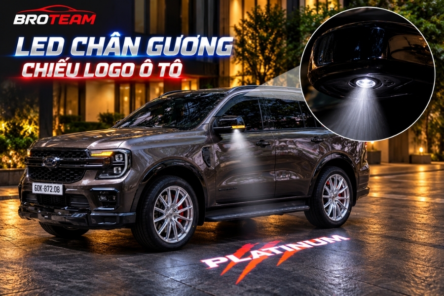 Độ led chân gương Ford logo Platuinum