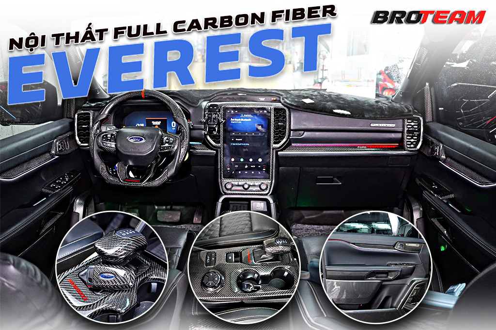 Nội thất Ford Everest Platinum độ Full Carbon Fiber