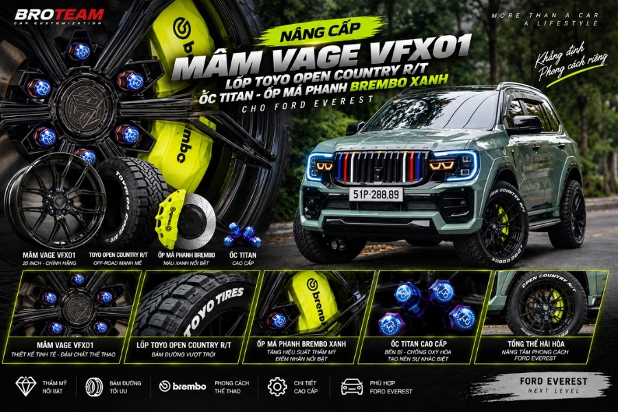 Nâng Cấp Mâm Lốp Và Chi Tiết Cụm Bánh Ford Everest