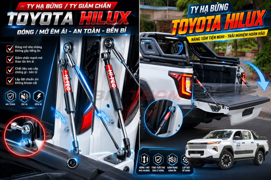 Ty Hạ Bửng Toyota Hilux thao tác lên xuống khi hạ bừng nhẹ nhàng 