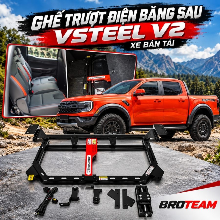 Ghế trượt điện bán tải Vsteel V2 băng sau xe