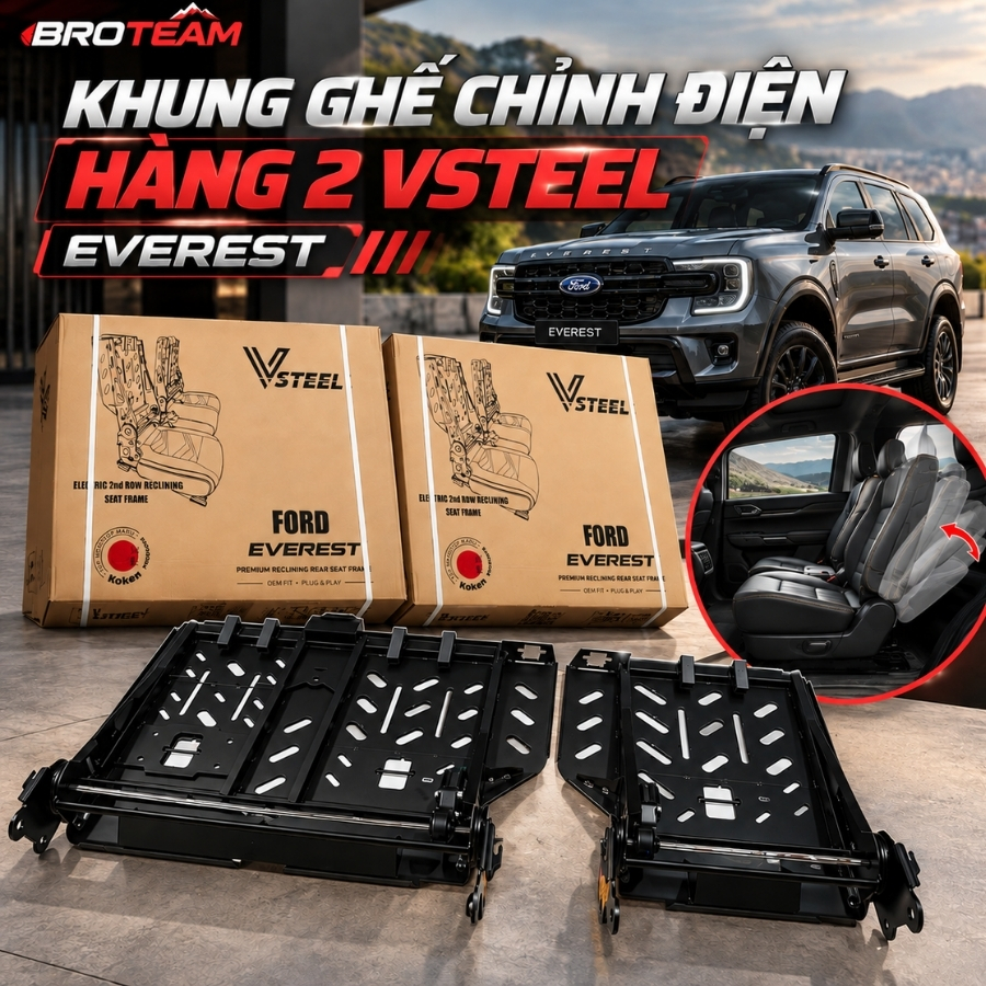 Khung Ghế Chỉnh Điện Hàng 2 Vsteel Everest