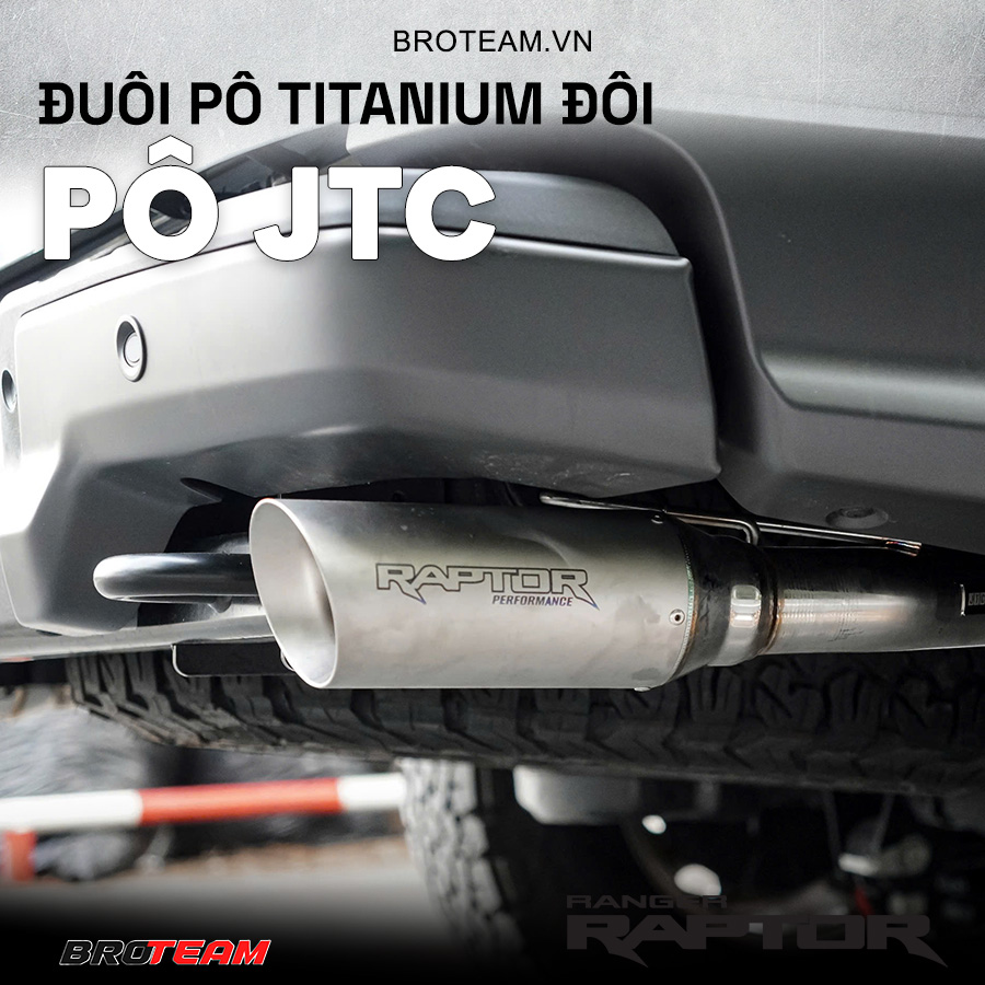 Pô JTC Titanium Đuôi Pô Đôi Cho Ford Raptor Next Gen