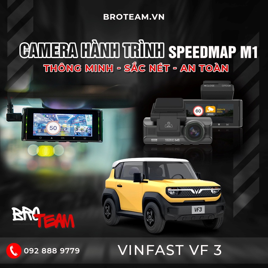 VF3 lắp Camera hành trình trước sau Vietmap Speedmap M1