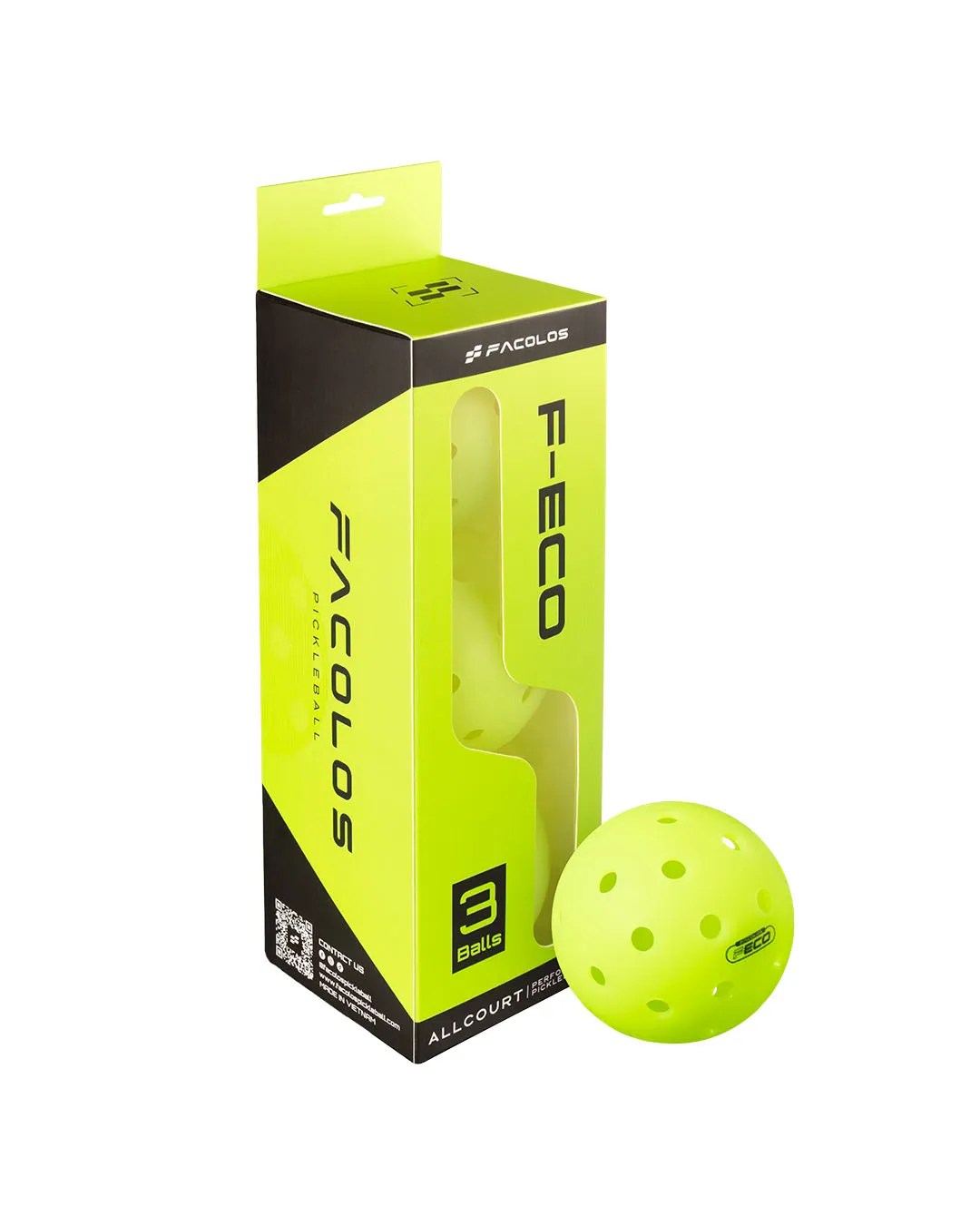 Bóng Pickleball Facolos F-Eco 48 lỗ (Hộp 3 quả)