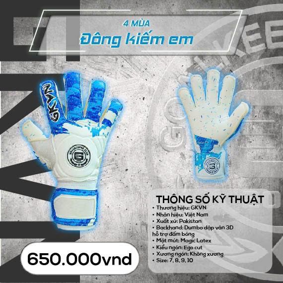 Găng Tay Thủ Môn GKVN Đông ( Trắng Xanh )