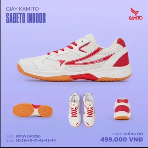 Giày Kamito Sabeto Indoor Trắng Đỏ