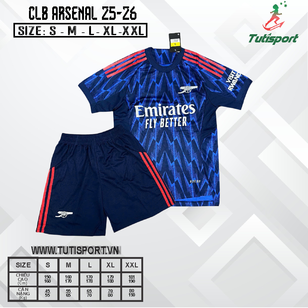 Quần Áo Bóng Đá Arsenal Xanh Mùa 25/26