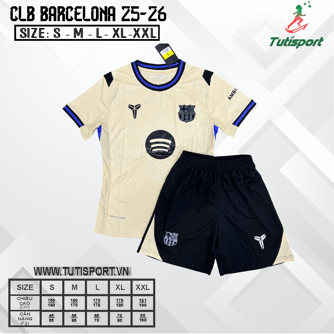 Quần Áo Bóng Đá CLB Barcelona Kem Sữa Mùa 25/26